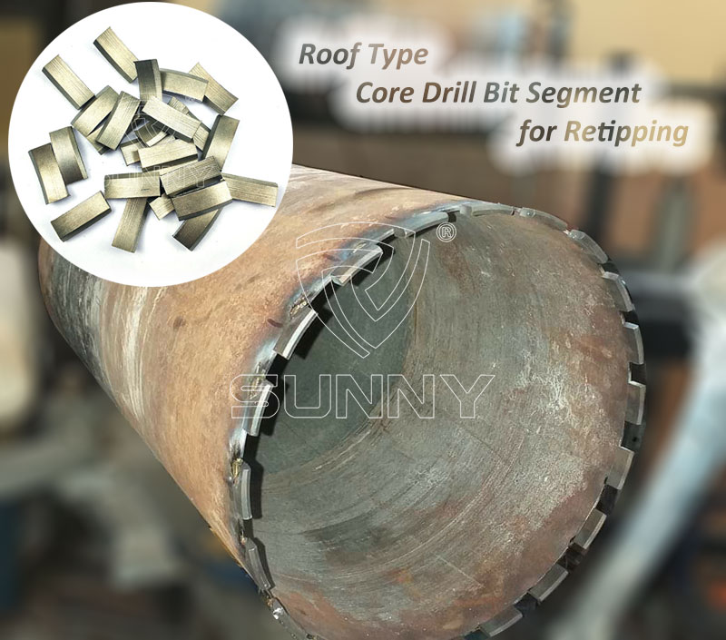 roof type diamond core drill bit segments