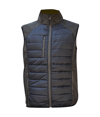 Melange men's knitted vest with quilted padding