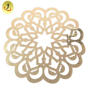 Factory Flower New Arrival Design PVC Placemat/Gold and Silver Round PVC Table Mat /Acrylic Mirror Dish Mat SF-MMD01