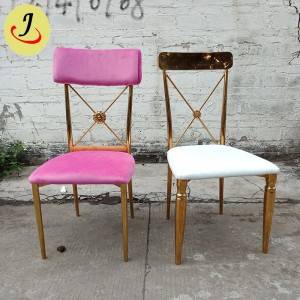 Złote Eleganckie aksamitne krzesło ślubne ze stali nierdzewnej SF-SS031