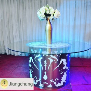 Modern Round iron frame LED light glass top table SF-MB06