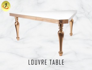 Metal Frame Tempered Glass Gold Wedding Table/Steel Weeding Table SF-SS021