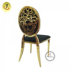 Modern style gold Carved back stainless steel metal dining chair   SF-SS034