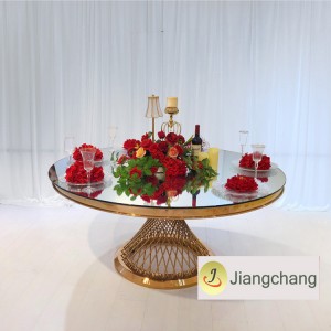 Stainless steel with glass top restaurant dining table/modern wedding dining table SF-SS026