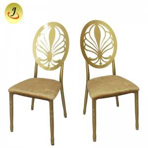 Modern style gold Carved back hollow stainless steel metal dining chair   SF-SS042