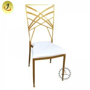Cross back golden stainless steel metal dining furniture chair SF-SS019