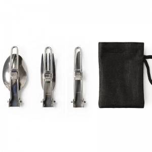 camping cutlery set foldable set collapsible stainless steel in case