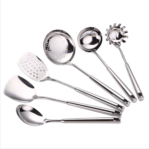 Eco-SUS304 مجموعة أدوات المطبخ الفولاذ المقاوم للصدأ مغرفة ملعقة الطبخ مصفاة