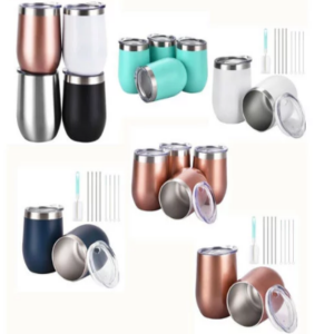 Hot selling Custom 12oz Double wall Insulated Vacuum stainless steel wine tumbler with lids.