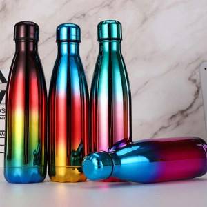 High quality SUS304 stainless steel cola bottler double wall thermos Rainbow