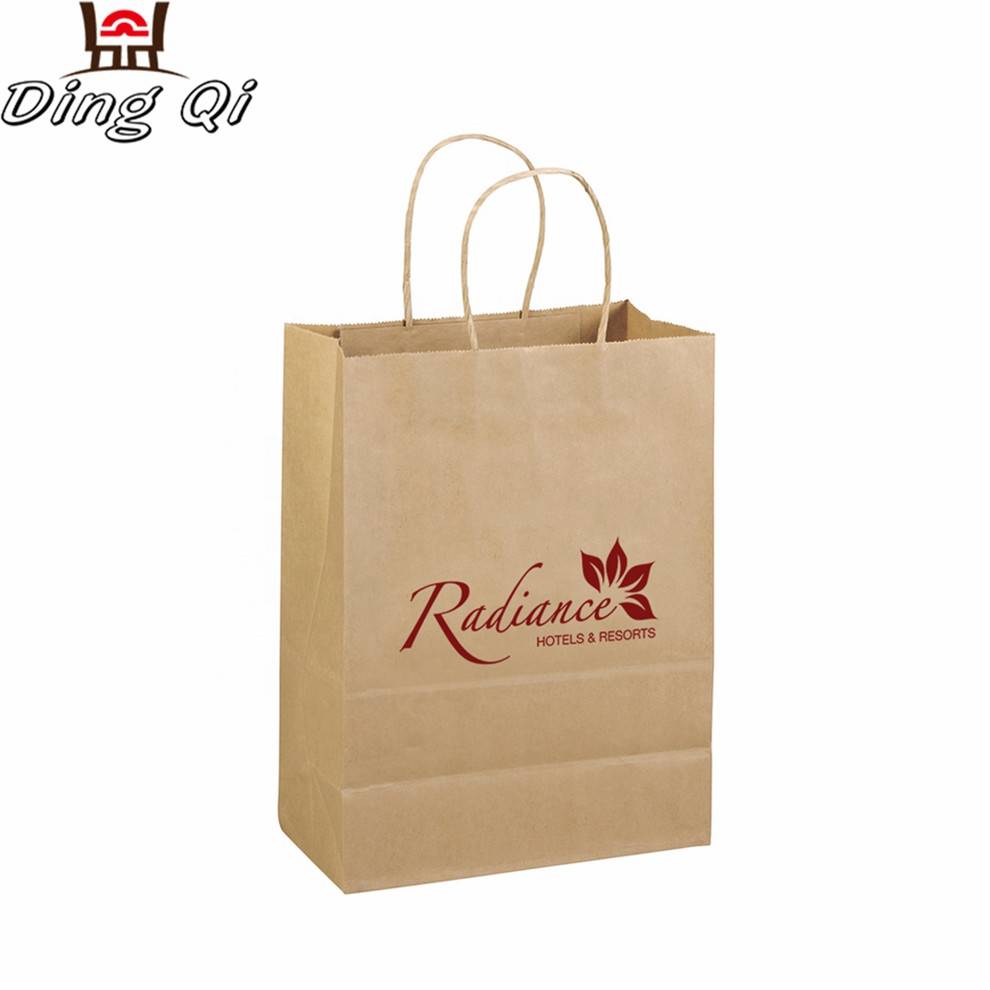 Customized take away cheap brown fast food bread packaging small blank twisted twist handle kraft paper bag