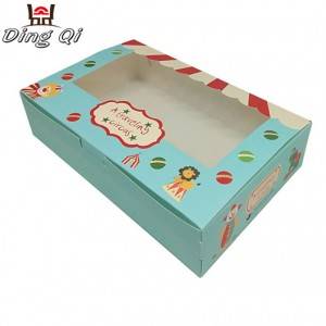 Eco friendly christmas cardboard mini cupcake food boxes with window