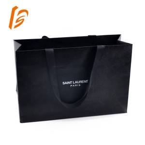 Custom print matte customize luxury design recycled black kraft wine bottle paper bag