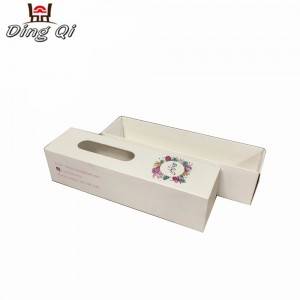 Square drawer cardboard foldable candy macaron food packaging gift box with clear window for cookies