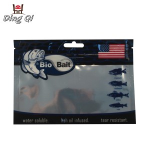 Laminated foil fishing lure pouch soft plastic worm bags with clear window