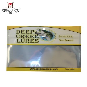 Three side seal soft plastic fishing lure zipper bags with window