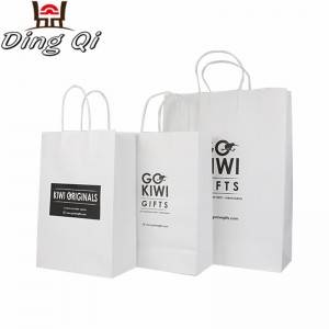 Custom recycle promotion small matte laminated cheap packaging kraft cardboard white fast food cake paper bag