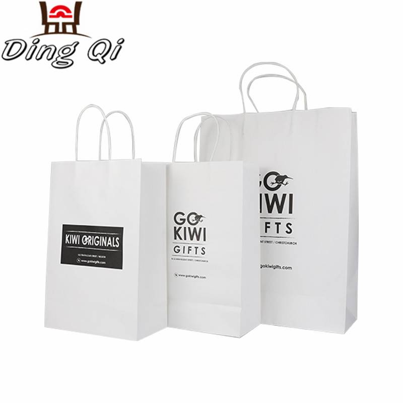 Custom recycle promotion small matte laminated cheap packaging kraft cardboard white fast food cake paper bag