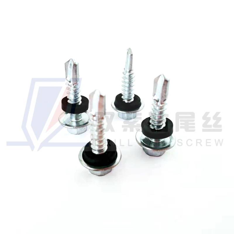 M.S.  #3 drill Hex flange head self drilling screws with pvc washer