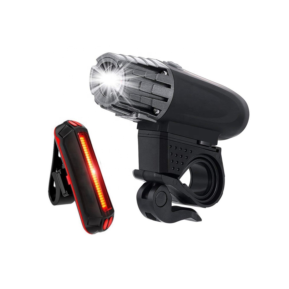 300 lumens Waterproof USB Charging Bicycle Night Cycling LED Headlight with Taillight Mountain Bike Riding Cycling Warning Light