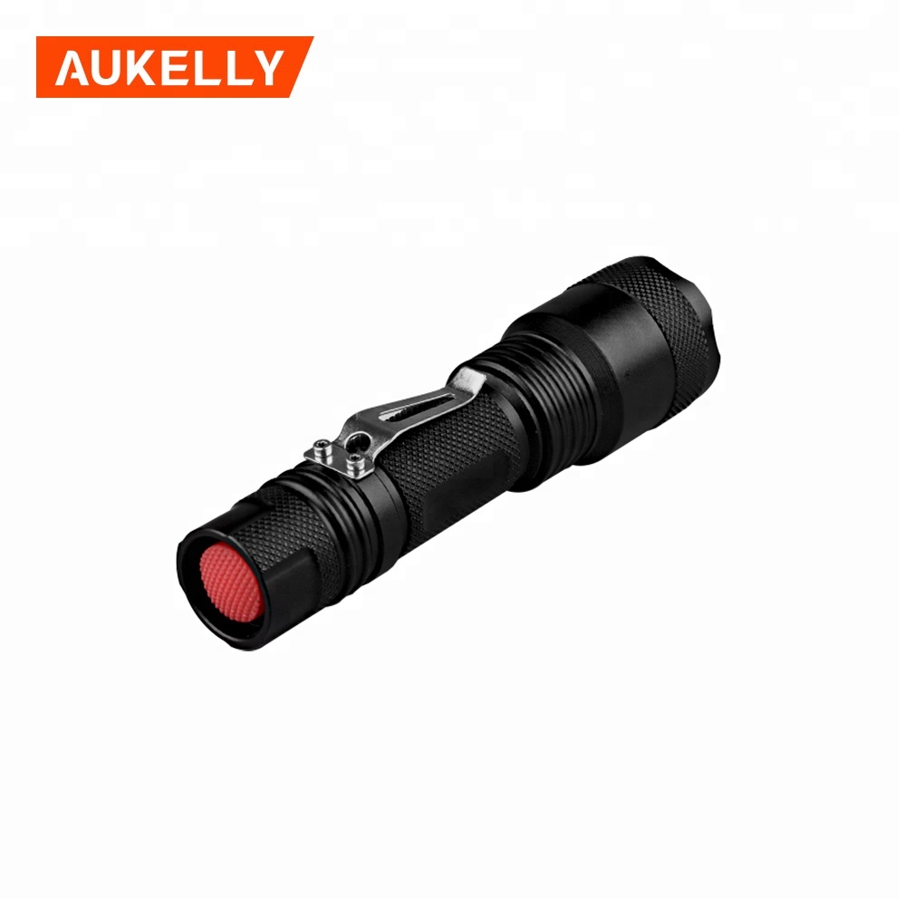 Aluminium Alloy Led Torch Light Zoomable Flashlight With Clip Waterproof Shockproof Torch Flashlight