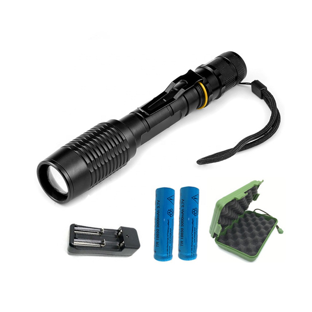 T6 lamparas de mano 1000 LM LED Rechargeable hunting linterna zoomable Waterproof torch searchligh led fast track flashlight Set
