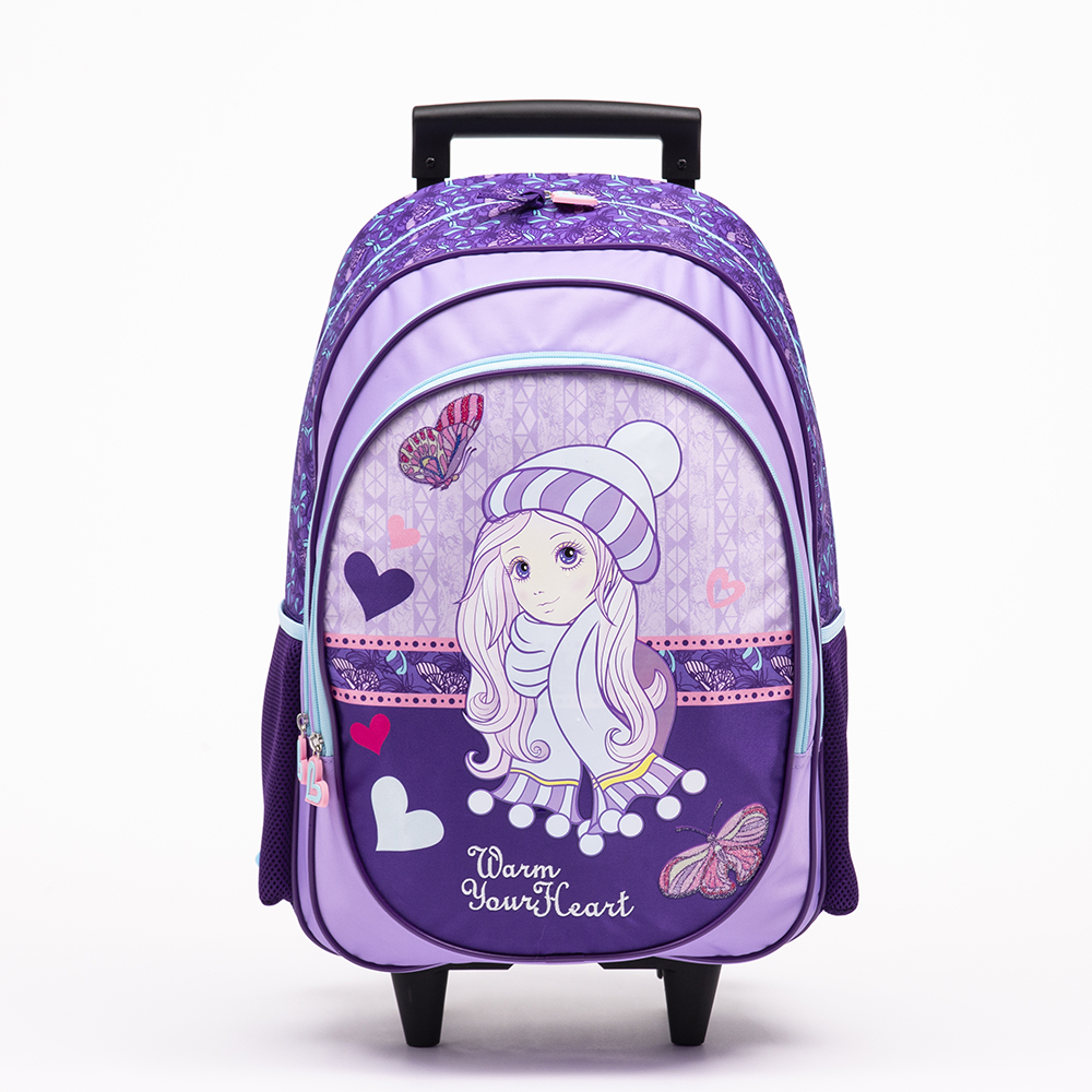 Fanci Dancing Girl Primary Trolley School Backpack Book Bag for Girls Wheeled Rucksack 
