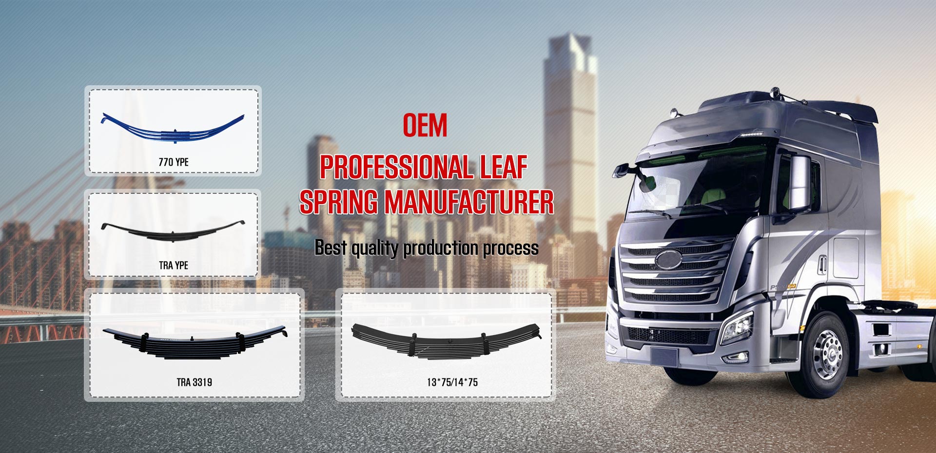 Leaf spring and parts for heavy duty truck