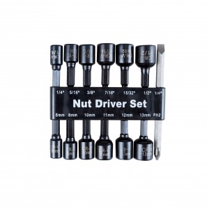 14pc NUT DRIVER BIT SET 1/4-INCH HEX SHANK SAE AND METRIC