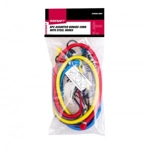 6PC ASSORTED BUNGEE CORDS W/ HOOKS