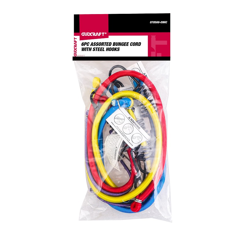 070566-09HC 6PC ASSORTED BUNGEE CORDS