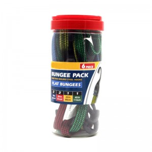 6PC MULTI-COLORED FLAT BUNGEE CORD