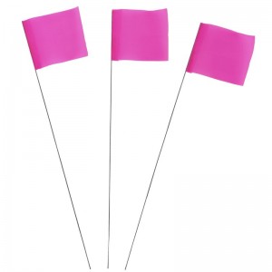 100PC PINK MARKING FLAGS-30IN. SIZE: 3.5 IN. X 2.5 IN. FLAG, 30 IN.WIRE STAFF