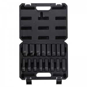 16PC 1/2”DR.METRIC DEEP IMPACT SOCKET SET, LENGTH:78MM(3”), SIZE:10-32MM, WITH A STORAGE CAGE