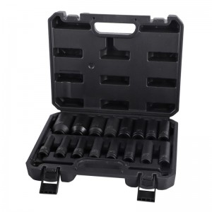 16PC 1/2”DR.METRIC DEEP IMPACT SOCKET SET, LENGTH:78MM(3”), SIZE:10-32MM, WITH A STORAGE CAGE
