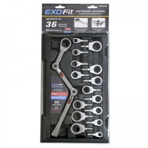 EXTREME ACCESS RATCHETING WRENCH, UP TO 34 WRENCH POSITIONS, 12 POINT, 90 GEAR TEETH, 4°ARC