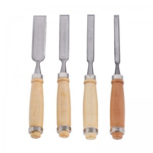 4PC WOODEN HANDLE CHISELS SET 3/8 IN, 1/2 IN, 3/4 IN, 1 IN