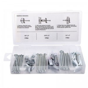 18PC SPRING-WING TOGGLE BOLT ASSORTMENT, EASY INSTALLATION