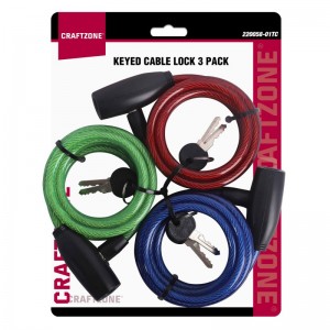 3PC 6FT KEYED CABLE LOCK, 5/16″ DIAMETER
