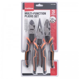 3PC MULTI-FUNCTION PLIERS SET, INCLUDE COMBINATION PLIERS, LONG NOSE PLIERS AND DIAGONAL CUTTING PLIERS, EUROPEAN TYPE