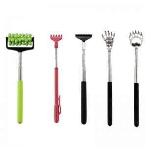 5PC TELESCOPIC BACK SCRATCHER SET, STAINLESS STEEL, HAND MASSAGER, DIFFERENT DESIGN, LENGTH:7.1″TO 26.57″