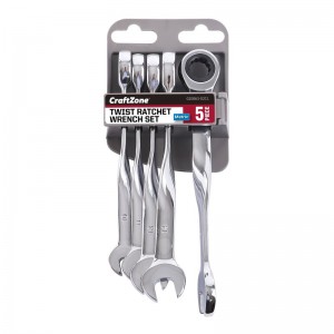 5PC TWIST RATCHET COMBINATION WRENCH, METRIC/SAE