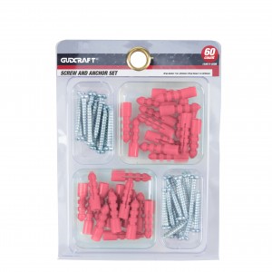 60PC SCREW & ANCHOR SET FOR HANGING HEAVY ITEMS ON WALL