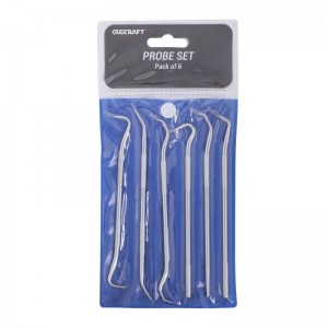 6PC PROBE HOOK SET, WITH POUCH, STRAIGHT, ANGLED, SINGLE, DOUBLE END
