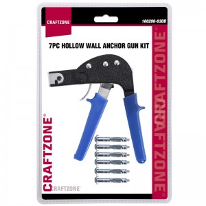 7PC HOLLOW WALL ANCHOR GUN KIT, FOR CAVITY ANCHOR PLASTERBOARD FIXING
