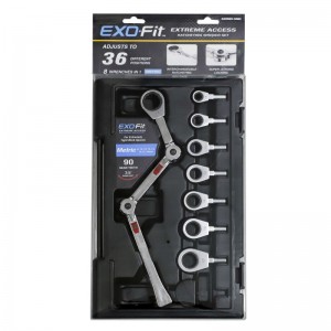 EXTREME ACCESS RATCHETING WRENCH, UP TO 34 WRENCH POSITIONS, 12 POINT, 90 GEAR TEETH, 4°ARC