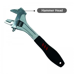 ADJUSTABLE WRENCH WITH HAMMER HEAD,SIZE: 8”, 10”,12”