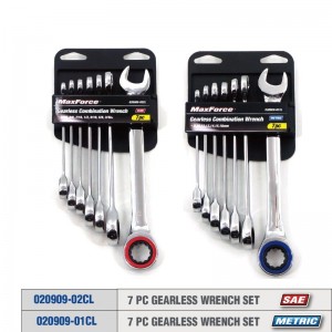 GEARLESS COMBINATION WRENCH SET, SAE, METRIC,PATENTED GEAELESS TECHNOLOGY,CR-V