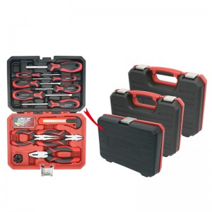HOUSEHOLD TOOL SET SERIES, W/ BLOW-MOLDED CASE IN BLACK/RED