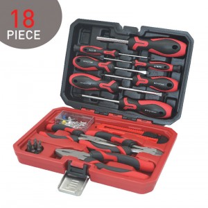 HOUSEHOLD TOOL SET SERIES, W/ BLOW-MOLDED CASE IN BLACK/RED